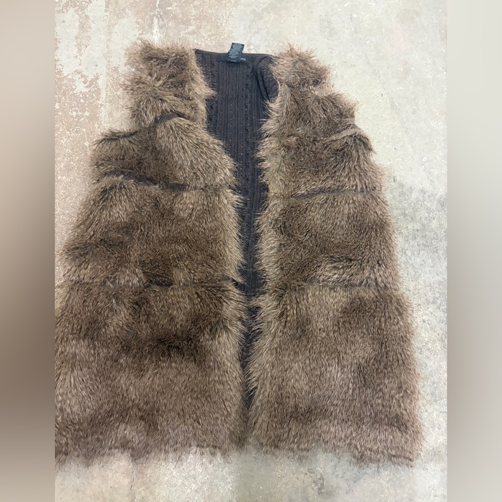 Calvin‎ Klein Jeans Dark Brown Knit Vest with fur